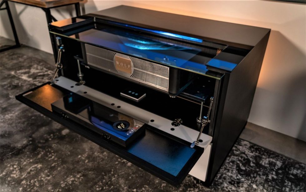 Ares 120' Rising Screen UST Projector Entertainment Center