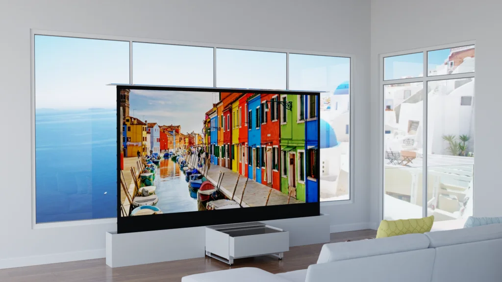Manual Vs. Motorized Projection Screen: What No One Is Telling You! 3 motorized projection screen- UST Open (White)