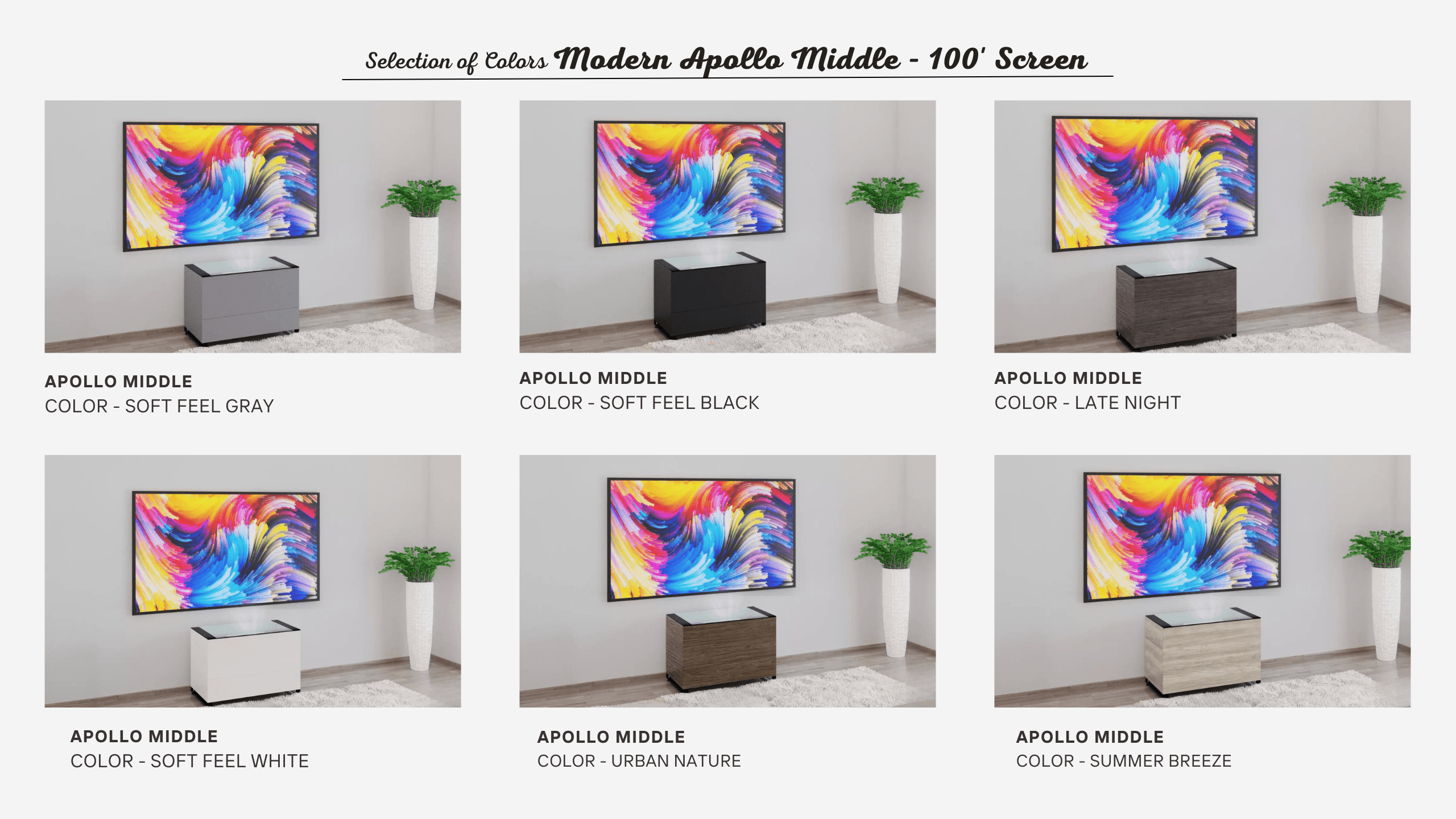 Modern Apollo Middle | 100' Screen | Small Cabinets | Aegis AV Cabinets