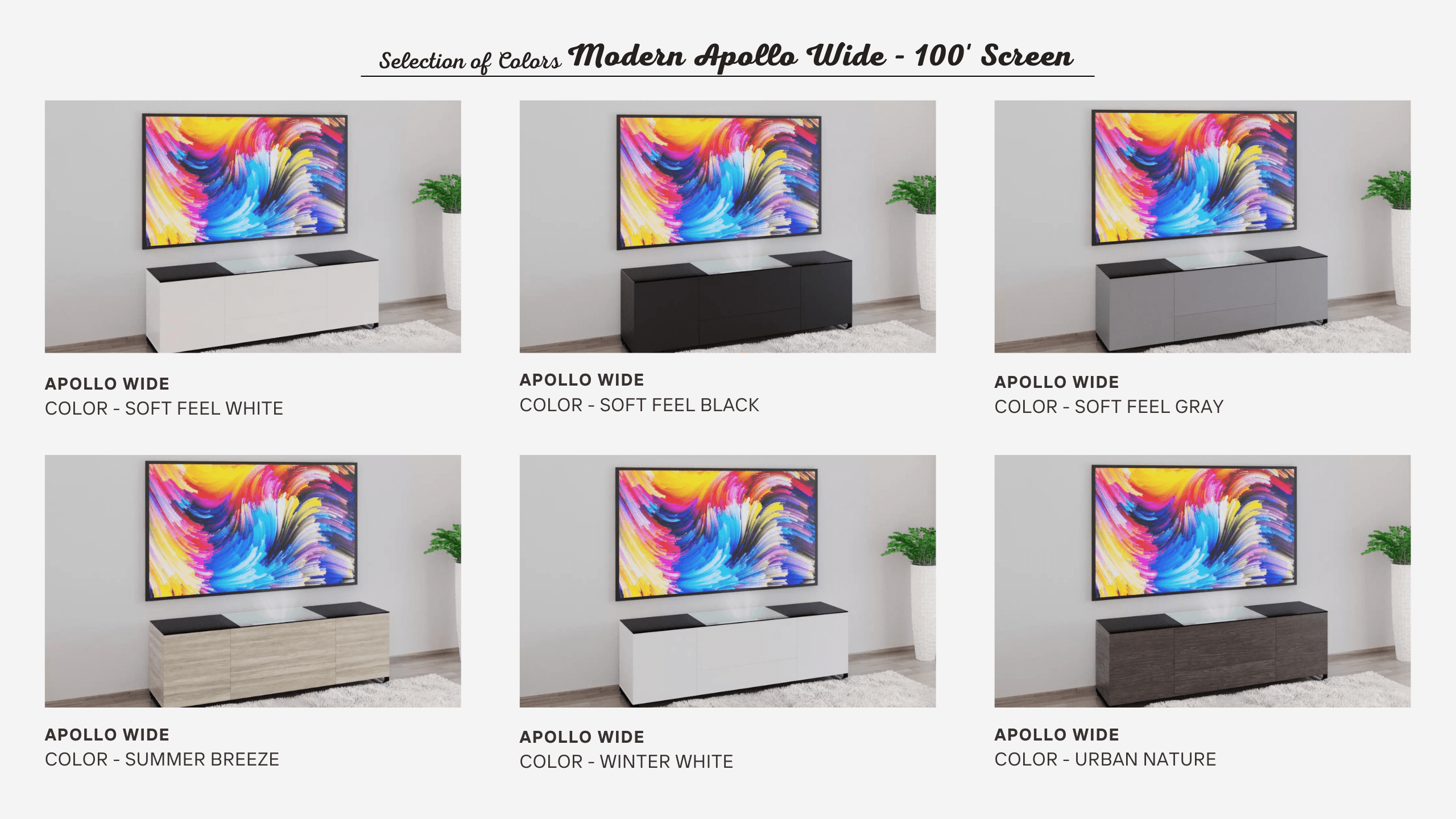 Modern Apollo Wide | 100' Screen | Wide Cabinets | Aegis AV Cabinets