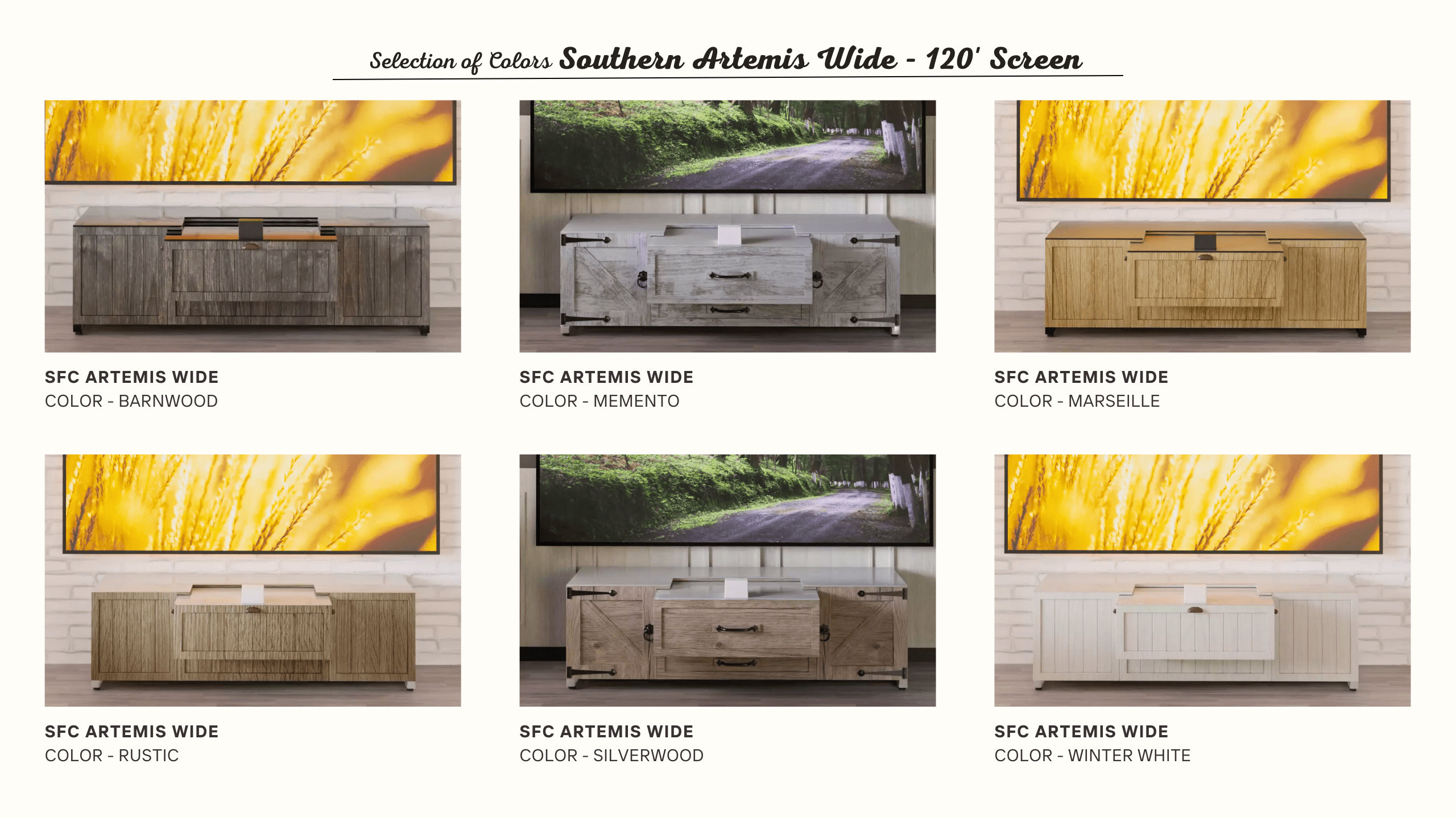 Southren Artemis Wide | 120' Screen | Wide Cabinets | Aegis AV Cabinets