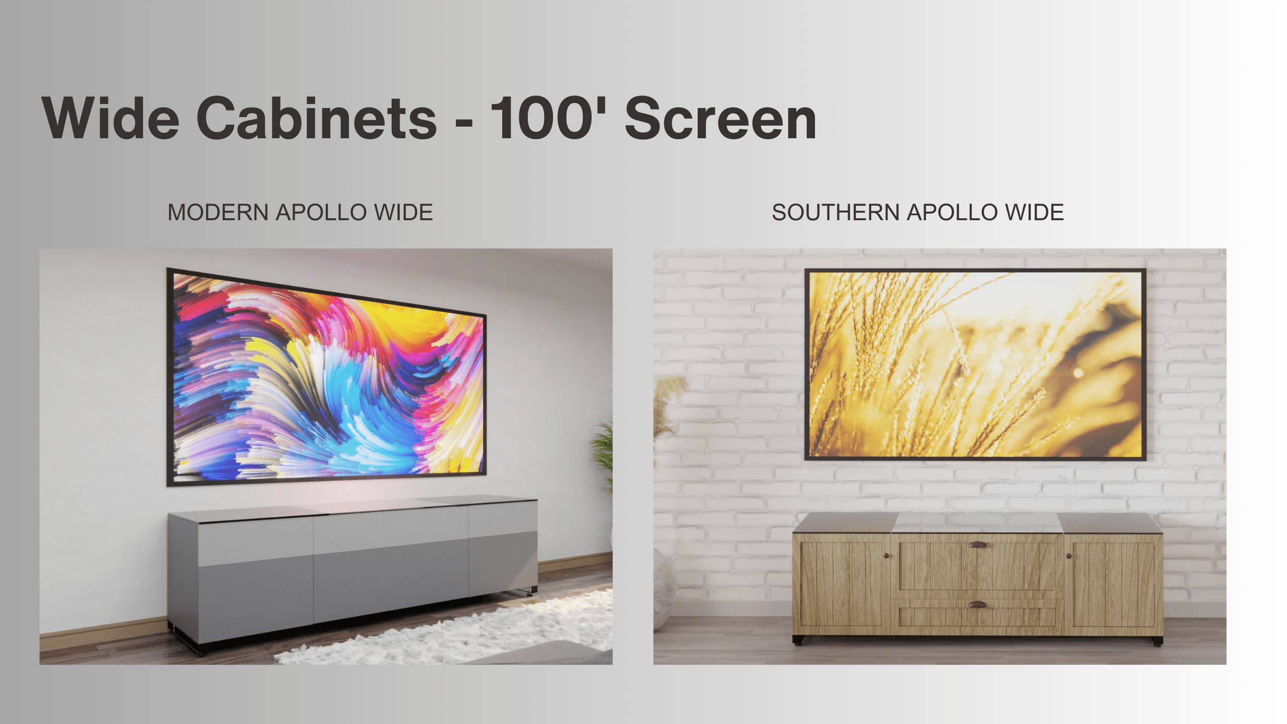 Wide Cabinets | 100' Screen | Apollo Wide | Aegis AV Cabinets