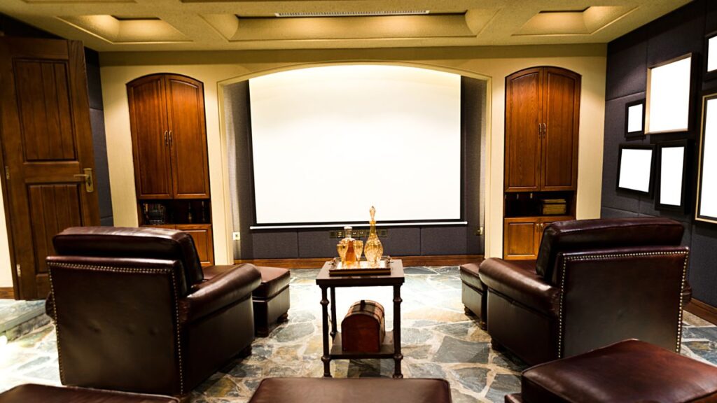 27 Elegant Home Theater Ideas for Basement with Cabinet